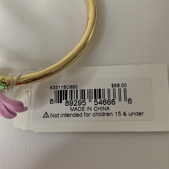 Betsey Johnson Gold Tone Hinged Flower and Crystal Bracelet - Picture 5 of 6